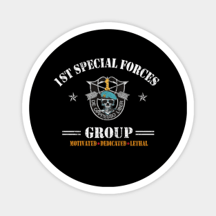 US Army 1st Special Forces Group Motivated Dedicated Lethal De Oppresso Liber SFG - Gift for Veterans Day 4th of July or Patriotic Memorial Day Magnet